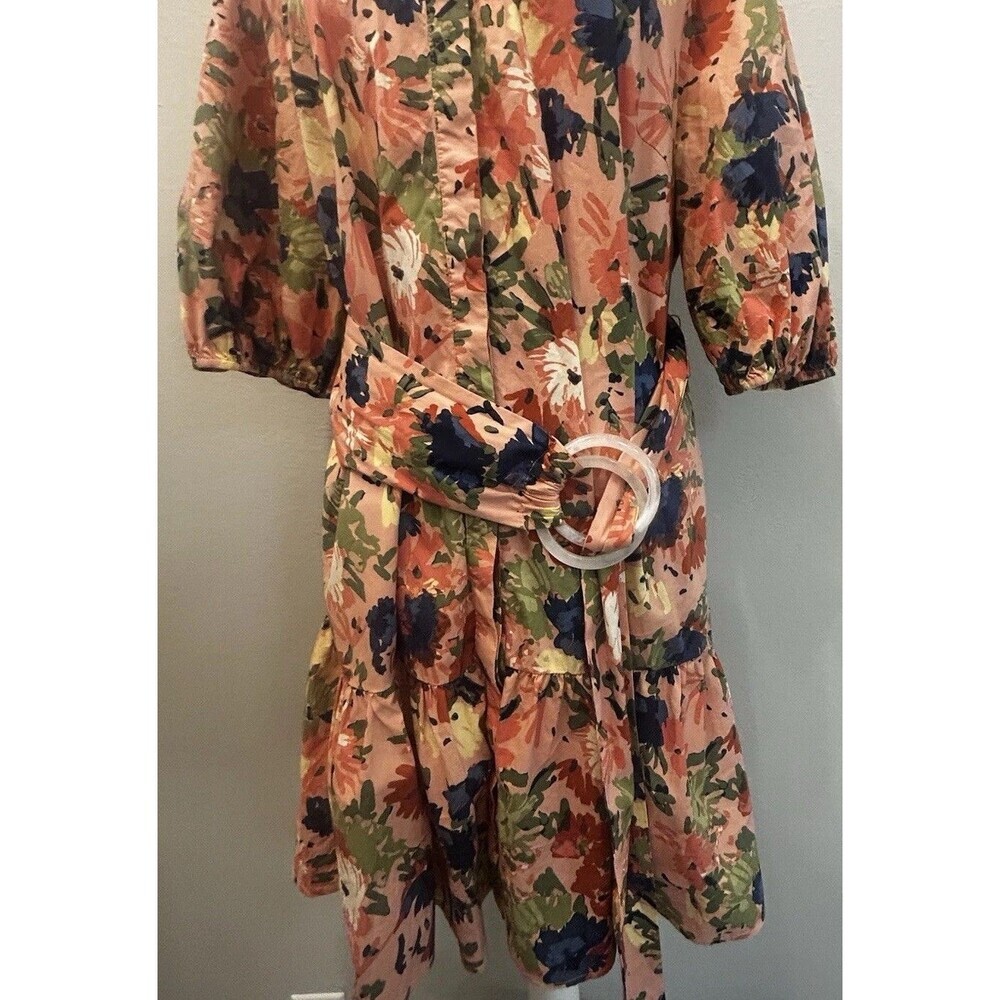 ELOQUII Elements Button Down Mini Dress With Flounce & Belt Plus Size 16 - Picture 5 of 12